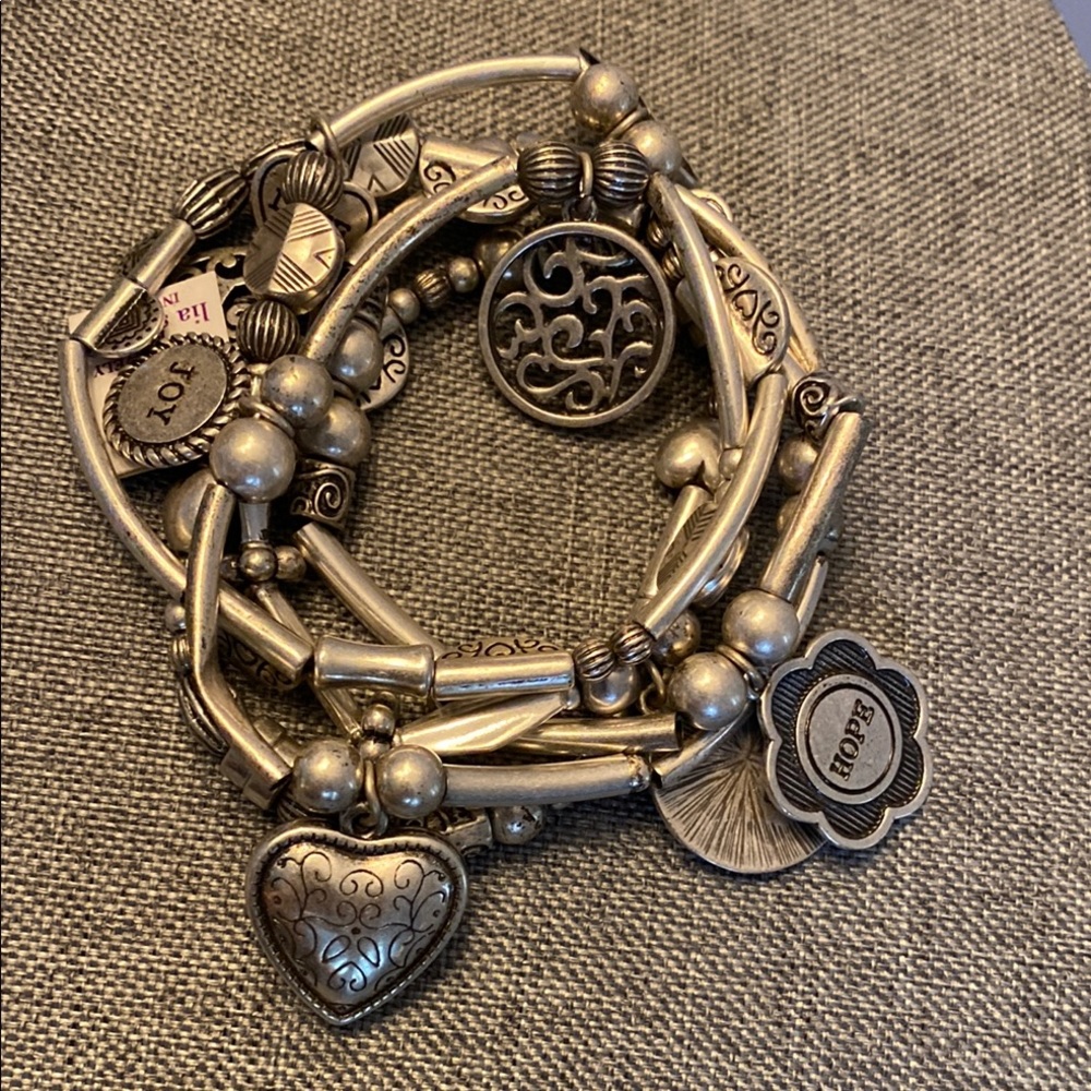 LIA SOPHIA Love Hope Joy Menagerie Charm Bracelet Silver Vintage 80's Re…